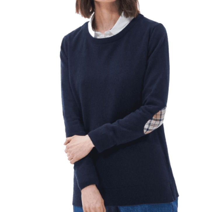 barbour navy pendle ladies crew neck wool jumper