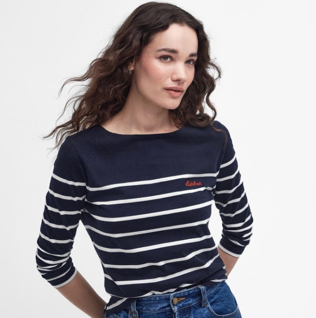 barbour navy bradley long sleeve t shirt