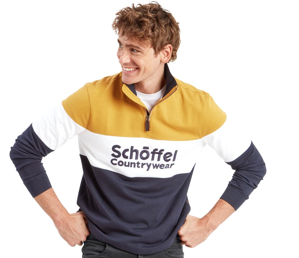 schoffel exeter heritage mustard quarter zip